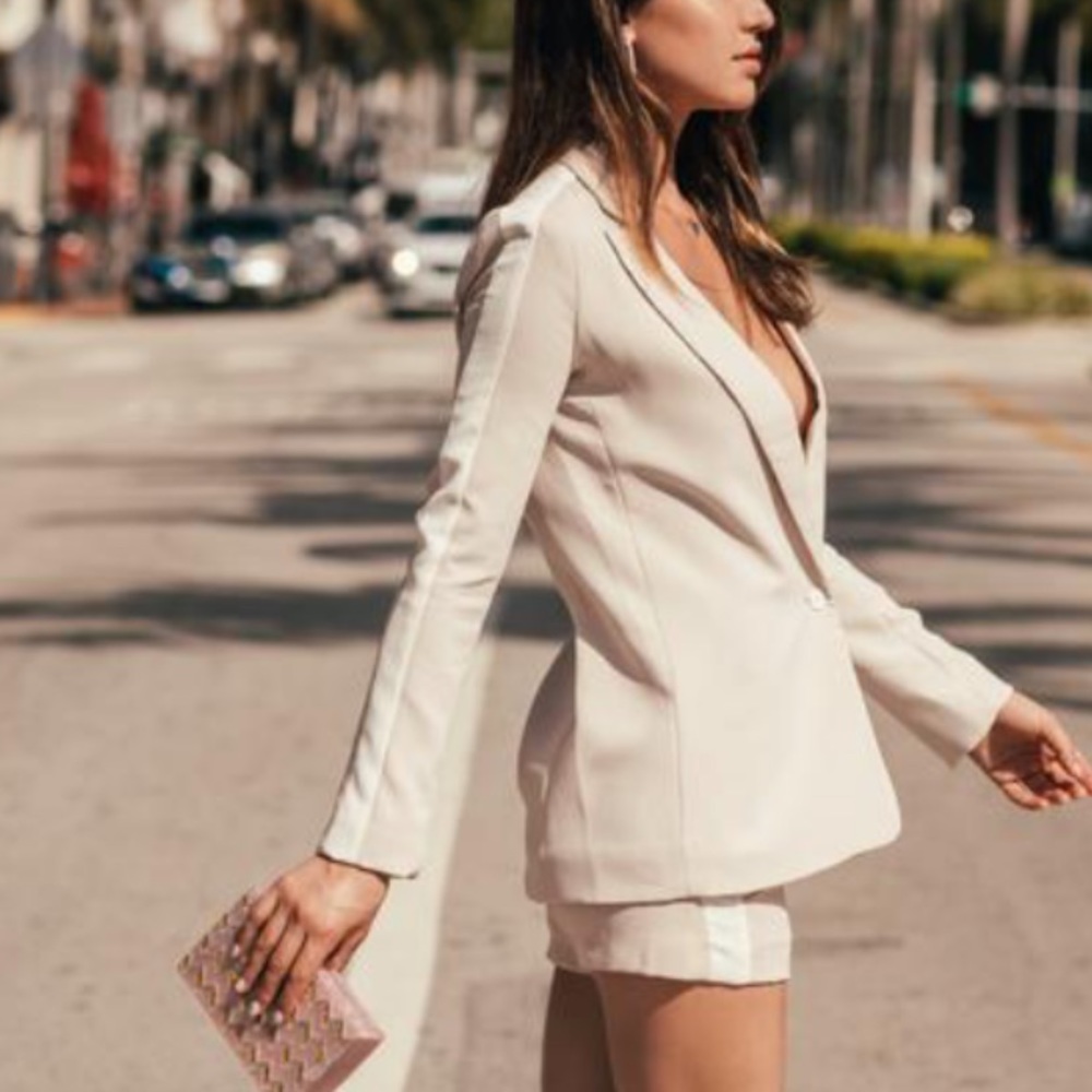 Amanda Uprichard nude blazer & shorts set XS